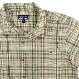 Patagonia Puckerware Men's Short Sleeve Shirt Textured Green Plaid XL‎ Gorpcore
